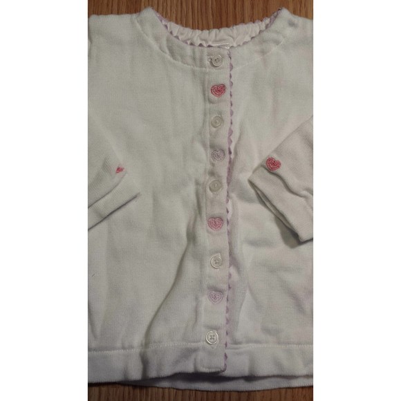 Girl's Size 6-9 M Months 2 Piece White Heart Baby Gap Cardigan & Carter's Pants - Picture 4 of 6